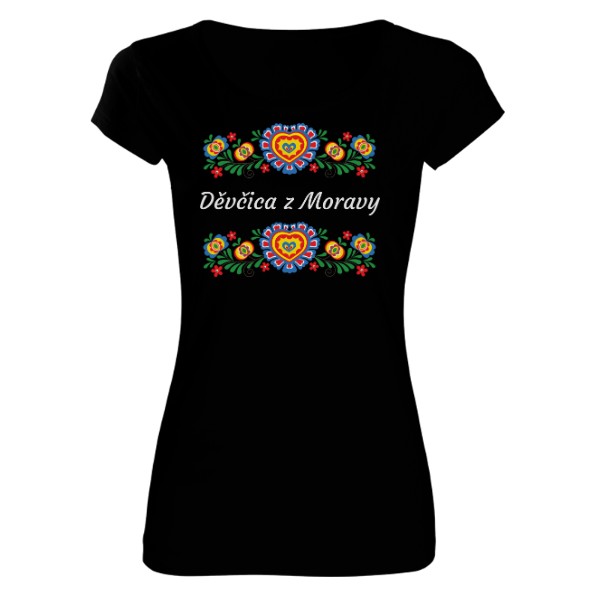 Tričko s potiskem Děvčica z Moravy